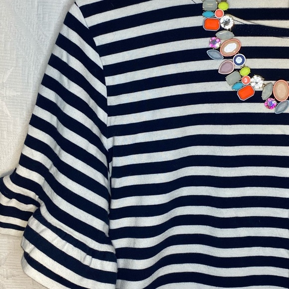 J. Crew Navy/White Striped Ruffle Sleeve Top - XL - Picture 5 of 5